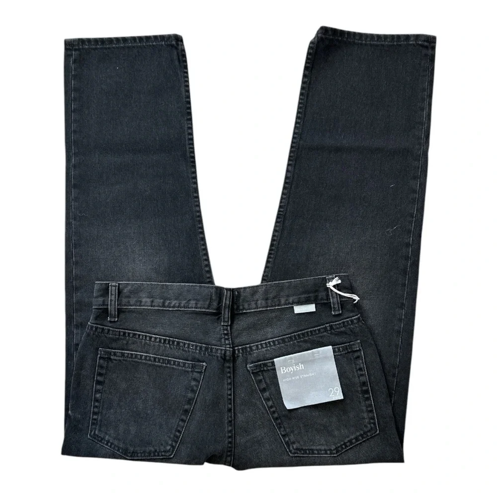 Boyish By Her Tommy The Hustler Black High Rise Straight Leg Button Fly Jeans